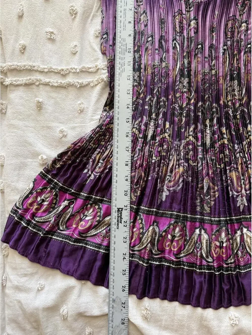 Purple Accordion Pleated Paisley Tunic Top
